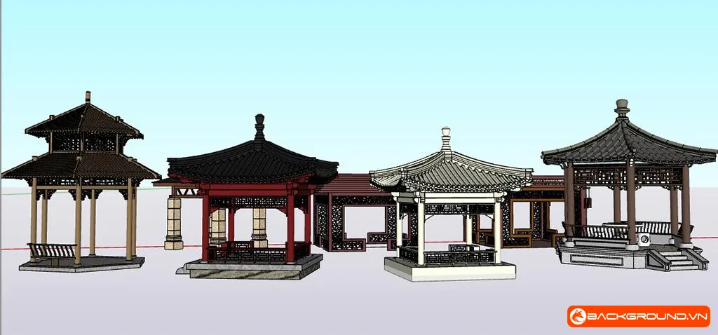 7+ Chòi nghỉ cảnh quan kiến trúc cổ SketchUp