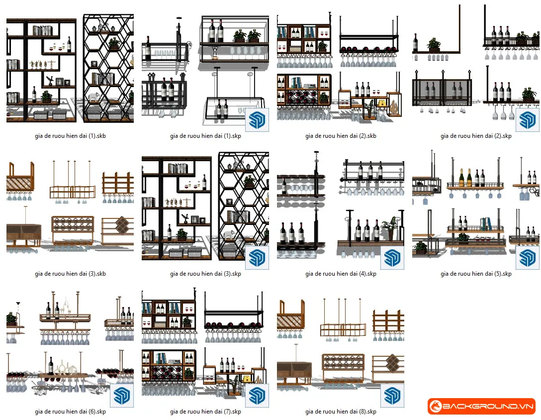 8+ Giá để rượu hiện đại SketchUp