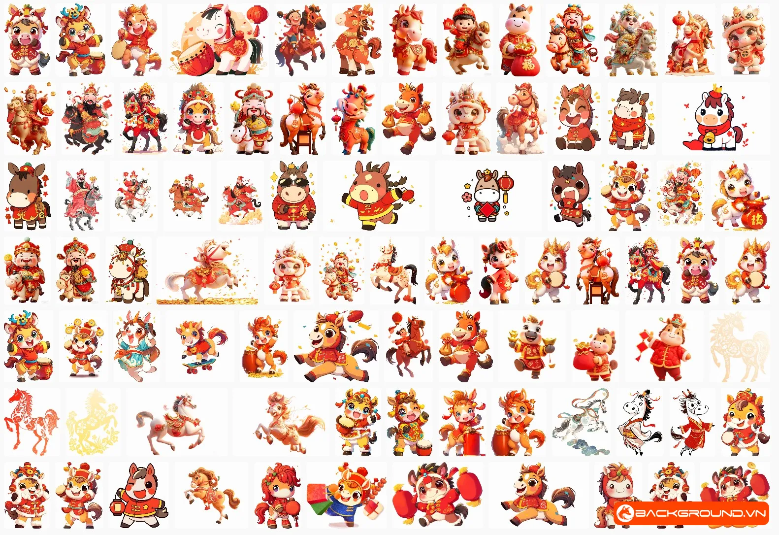 88+ Linh vật Ngựa 2026 - Đã xóa chữ TQ