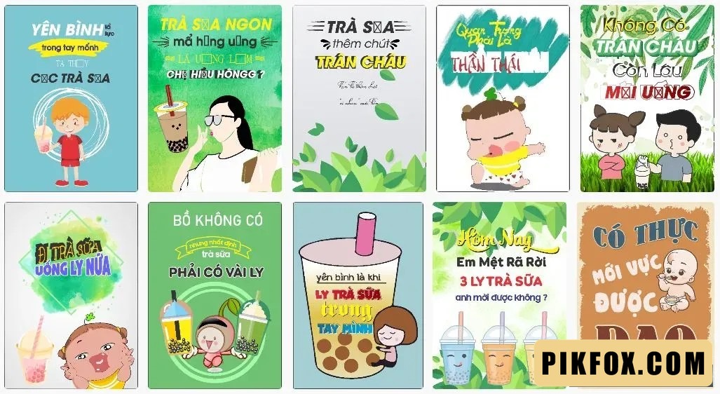 10+ Tranh treo quán trà sữa