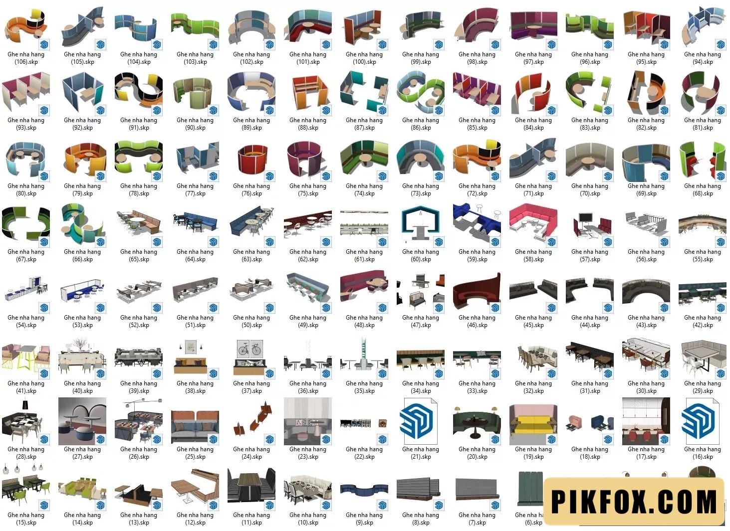 106+ Ghế nhà hàng SketchUp