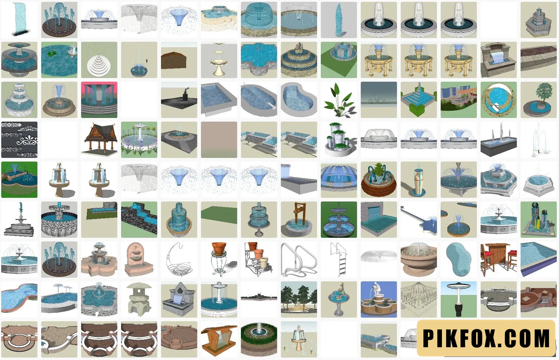 130+ Đài phun nước SketchUp