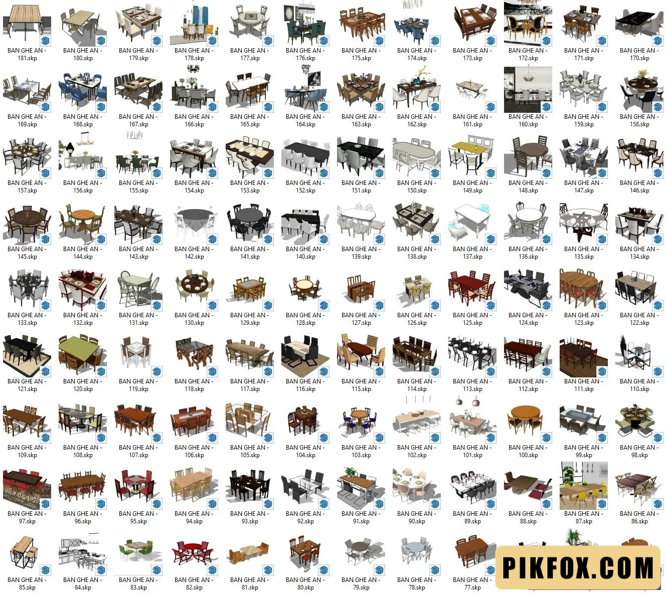 180+ Bàn ăn SketchUp