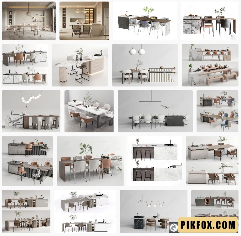 21+ Quầy bar kết hợp bàn ăn SketchUp