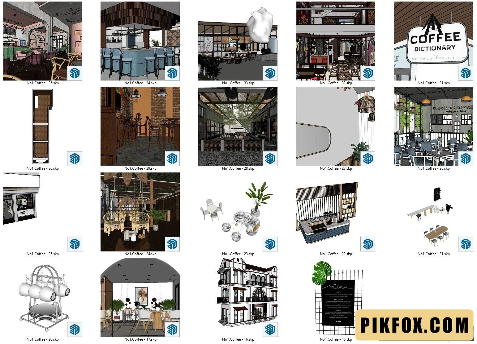 35+ Quán cafe sketchup