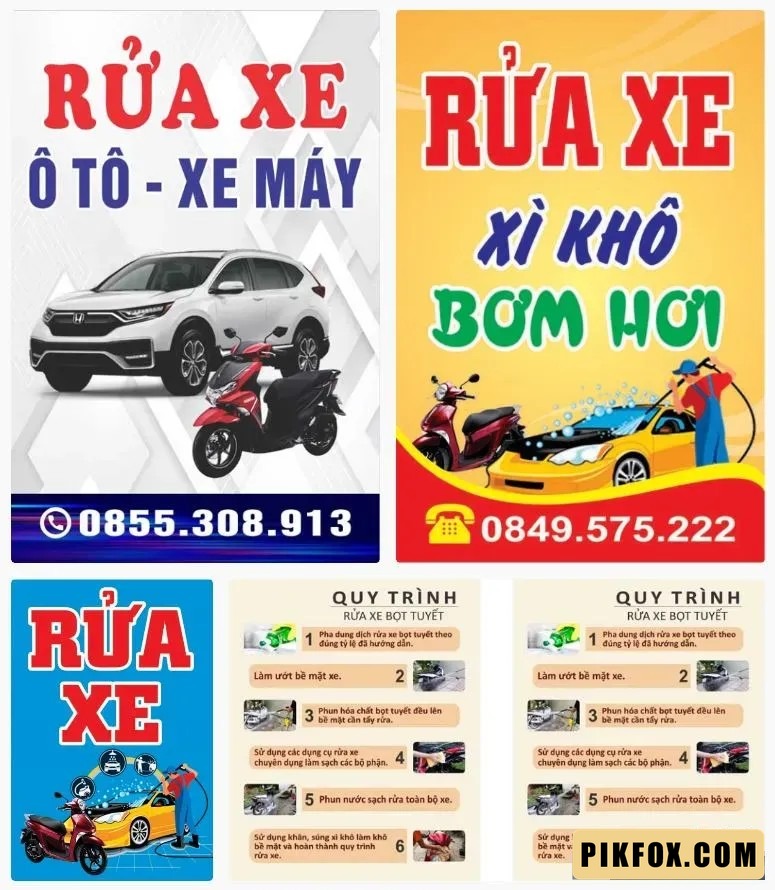 4+ Bảng hiệu rửa xe