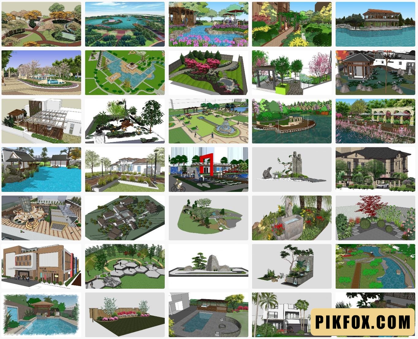 55+ Cảnh quan sân vườn SketchUp