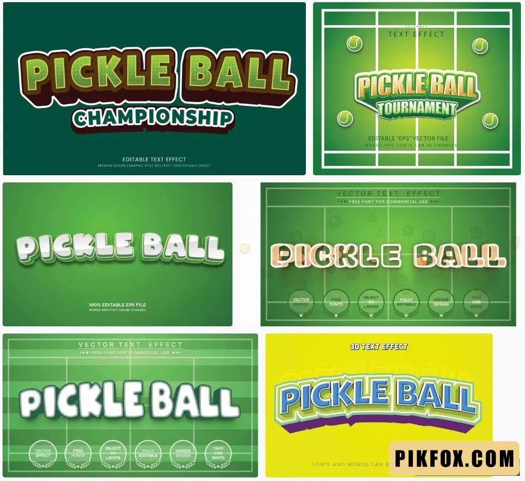 6+ Pickle ball - Text Effect