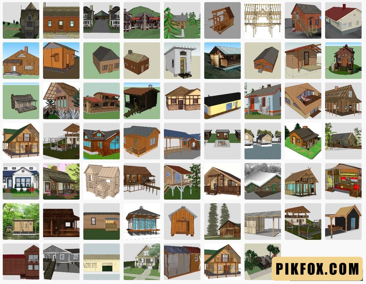 61+ Mẫu nhà gỗ SketchUp