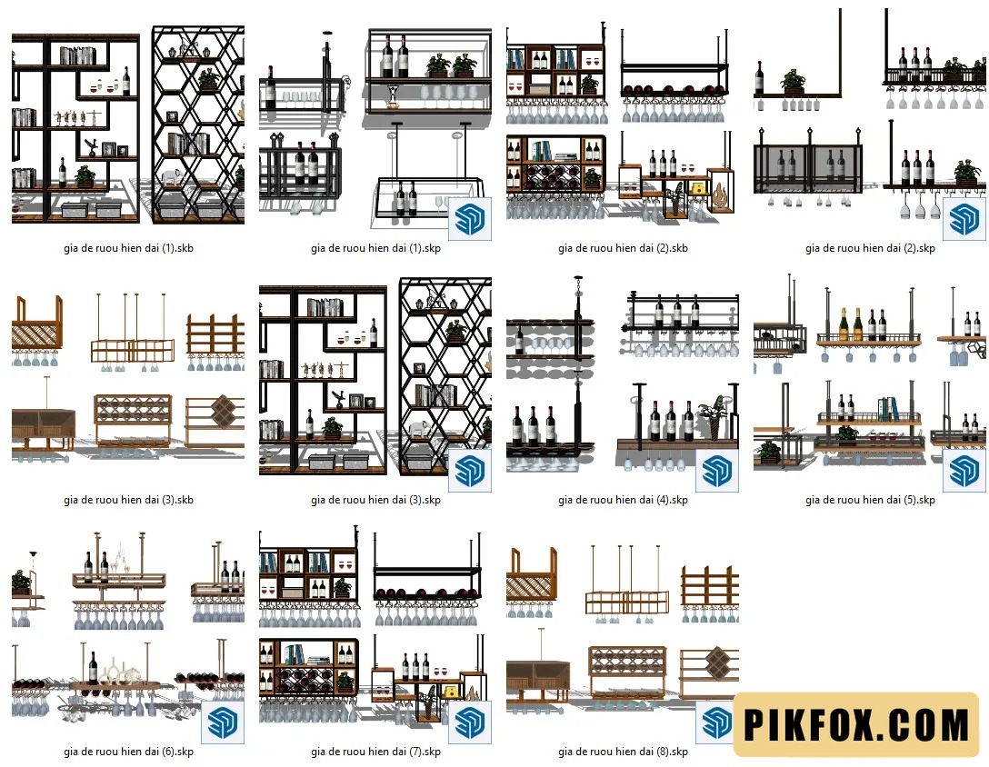 8+ Giá để rượu hiện đại SketchUp
