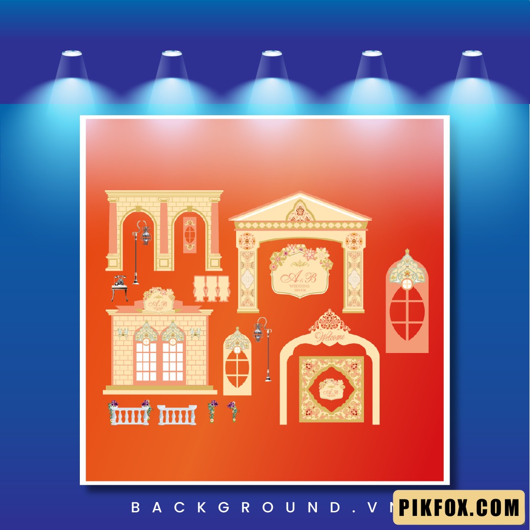 Backdrop cưới cổ điển Châu Âu tone vàng kem (93)