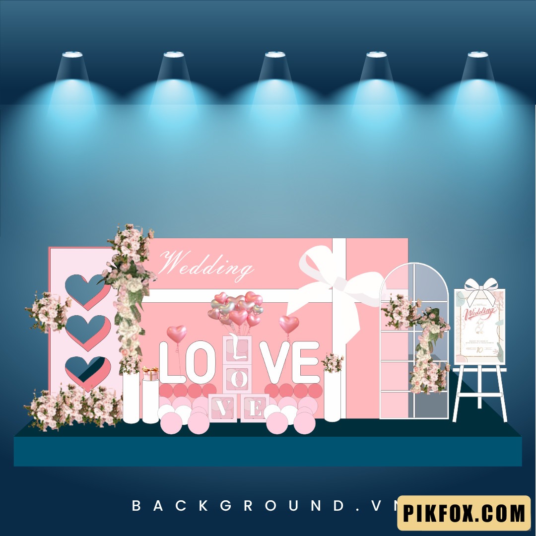 Backdrop cưới tông hồng pastel ngọt ngào (70)