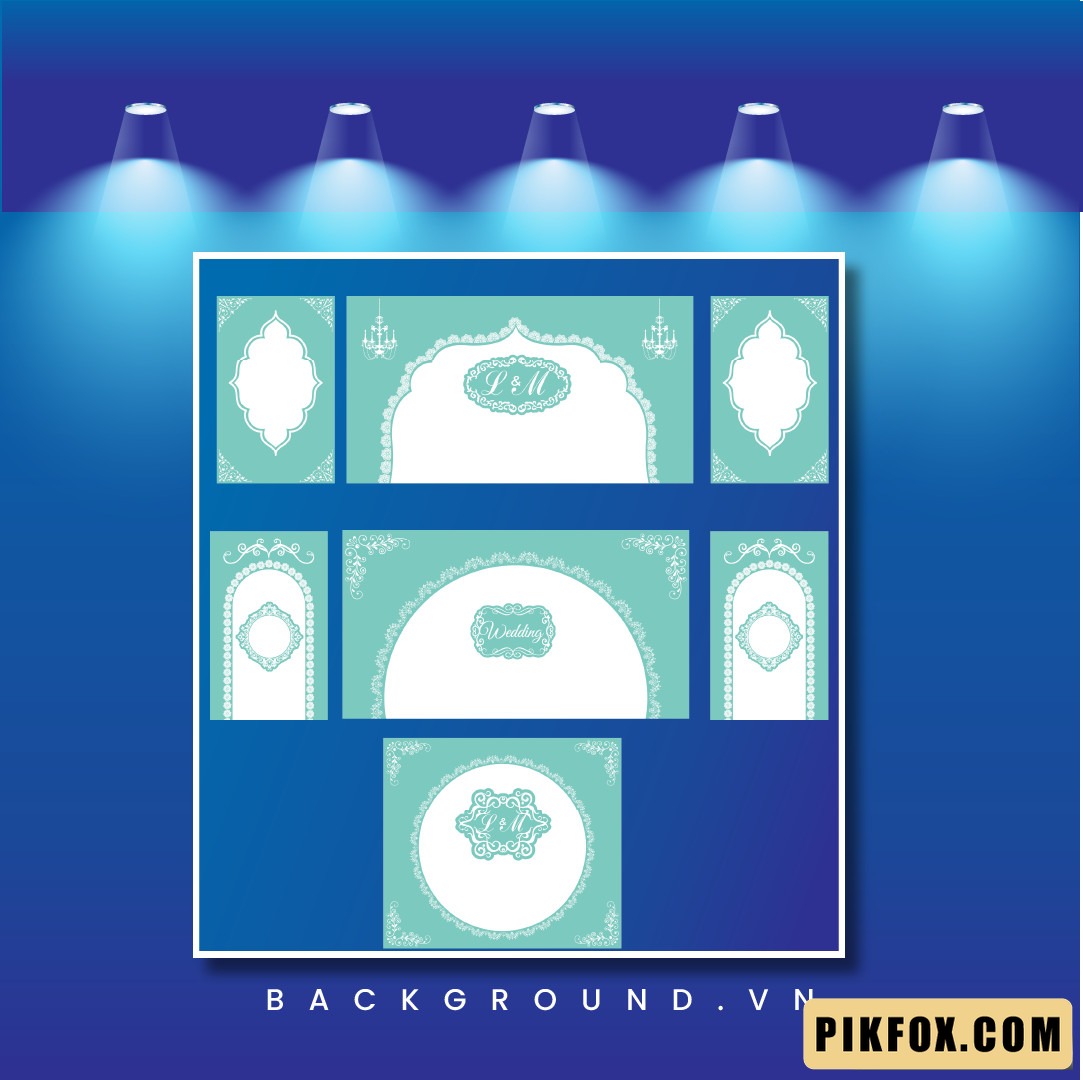 Backdrop đám cưới tone xanh pastel (98)