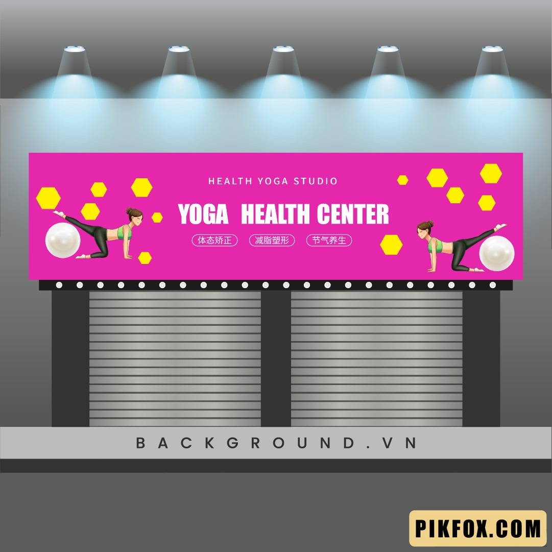 Biển hiệu Yoga - Fitness màu hồng (21)