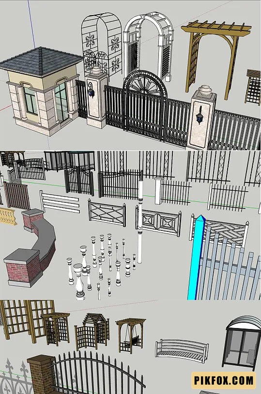 Lan can và giàn sắt nghệ thuật SketchUp