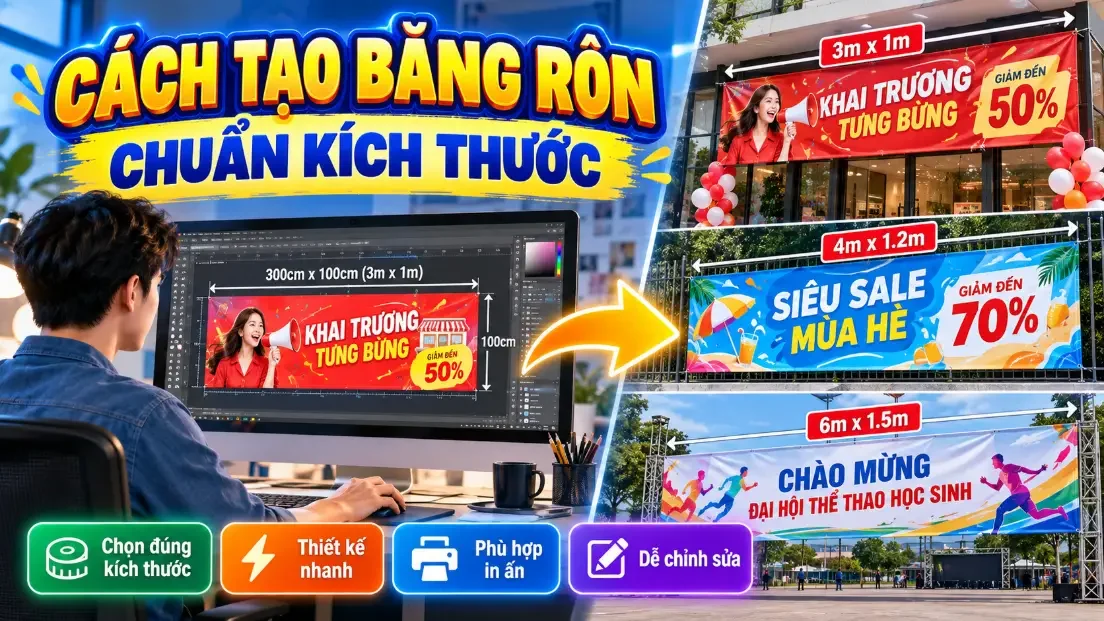 Cách tạo Băng Rôn chuẩn kích thước với AI Tools Pro