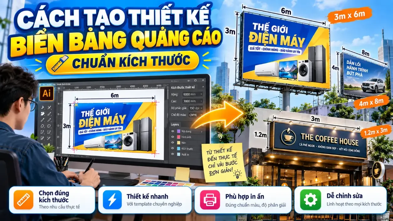 Cách tạo thiết kế biển bảng quảng cáo chuẩn kích thước