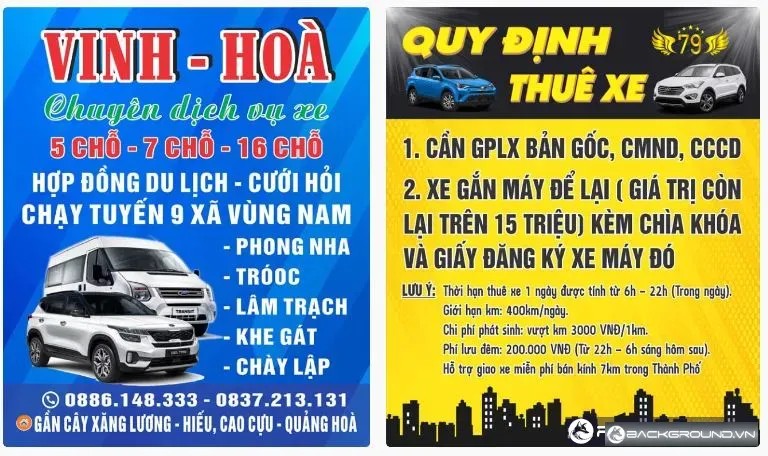 2+ Biển hiệu cho thuê xe ô tô