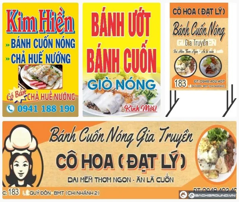 3+ Biển quảng cáo bánh cuốn