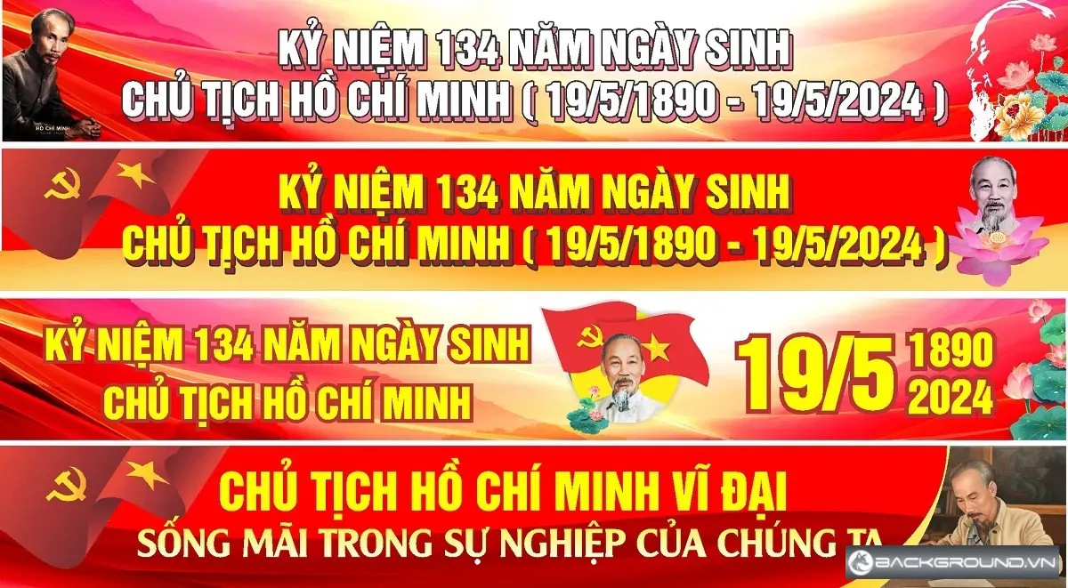 4+ Băng rôn kỷ niệm 134 năm ngày sinh nhật Bác