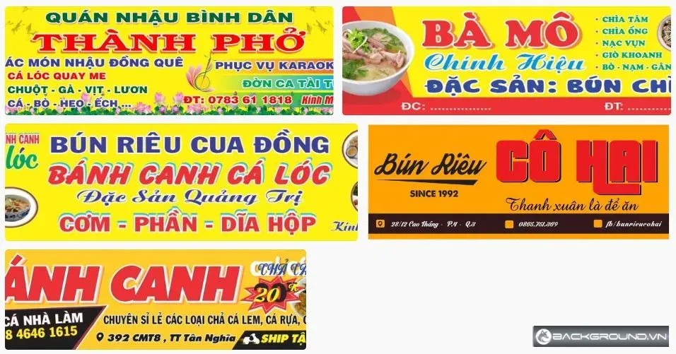 5+ Biển quảng cáo bún riêu