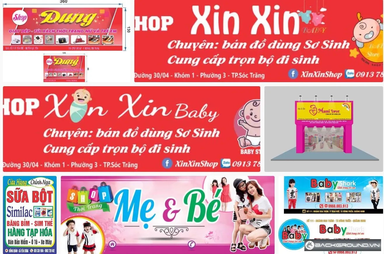 7+ Mẫu biển quảng cáo shop mẹ và bé