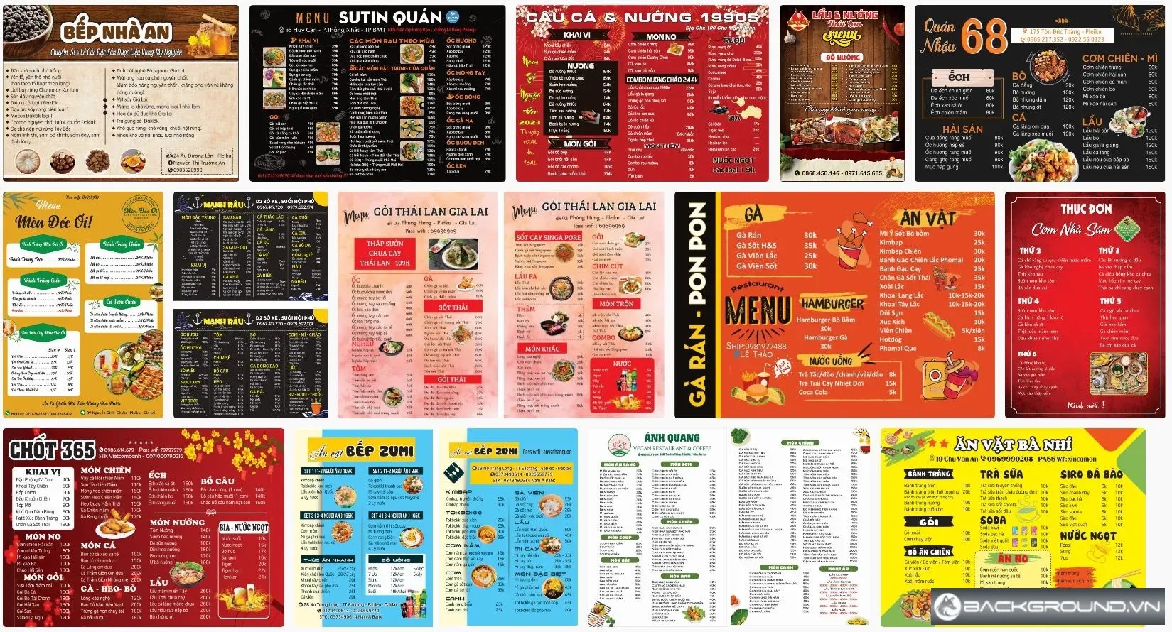 14+ Mẫu menu quán nhậu