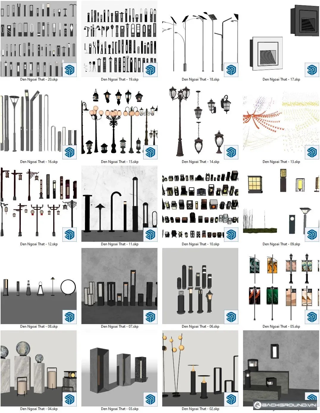 20+ Đèn ngoại thất SketchUp