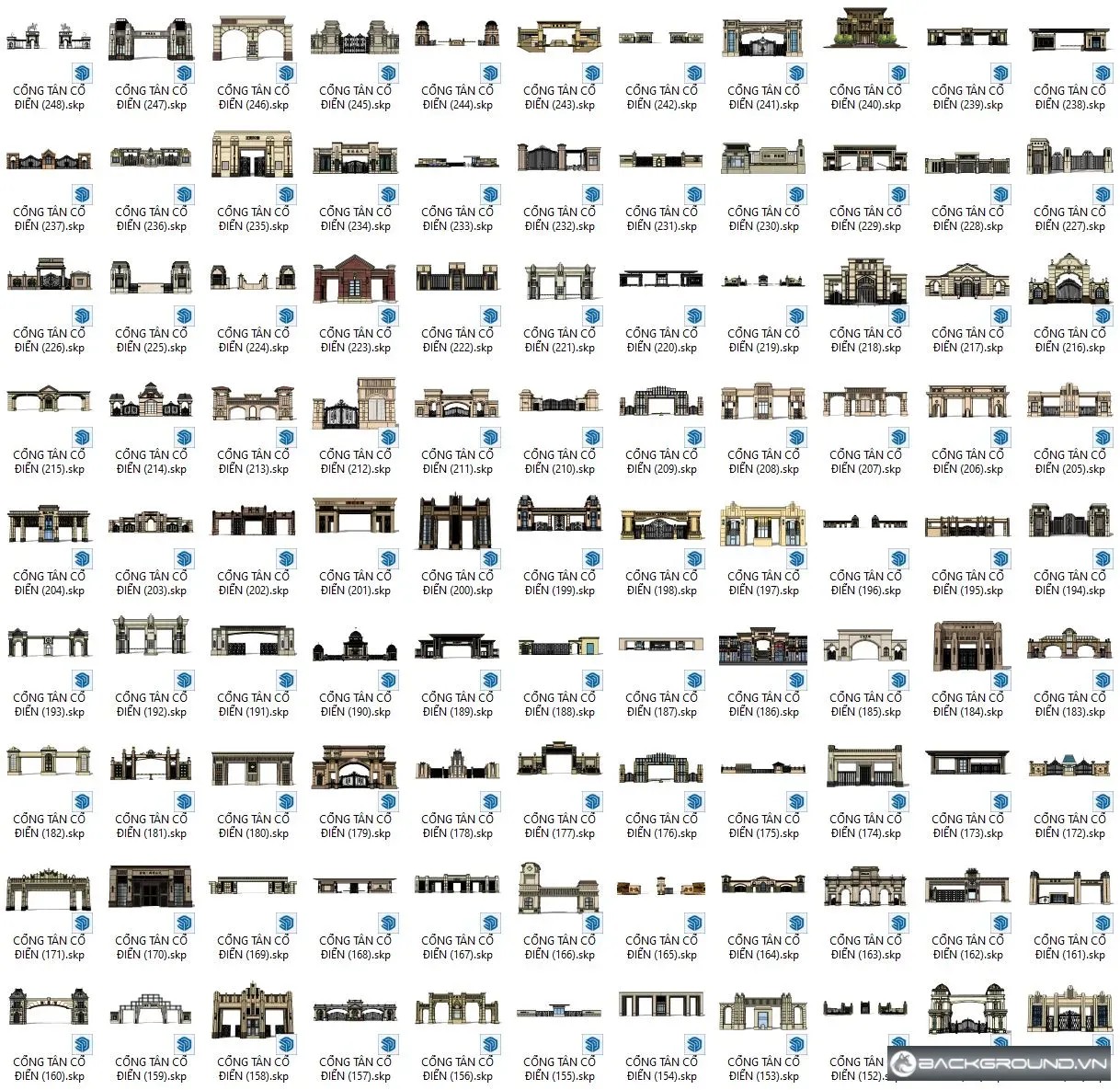 250+ Model cổng sketchup