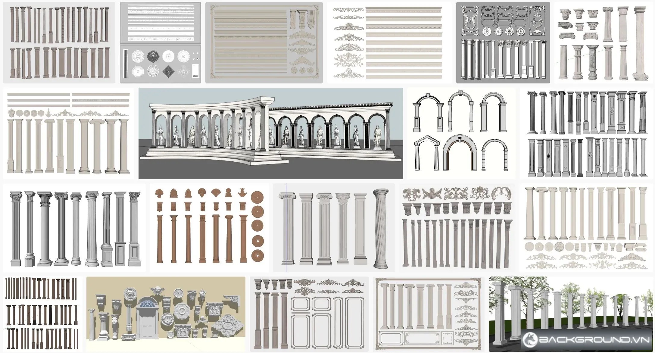 34+ Phào chỉ tân cổ điển SketchUp