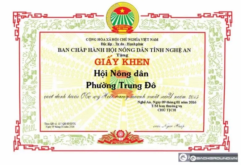 Giấy khen hội nhân dân