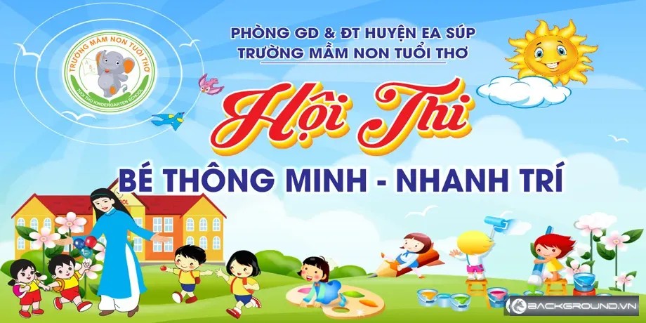 Phông nền hội thi bé thông minh nhanh trí