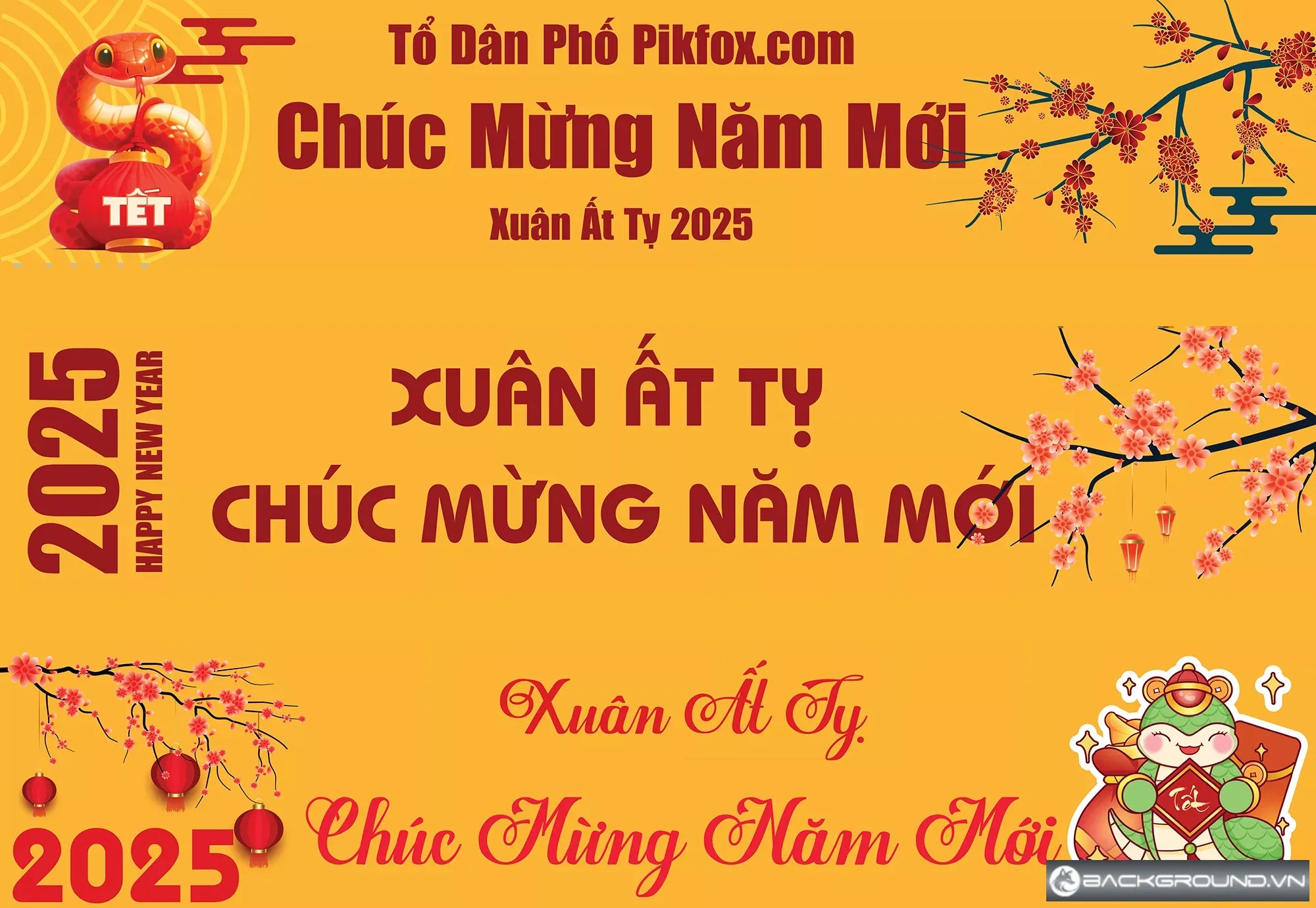 Băng rôn chúc mừng năm mới 2025