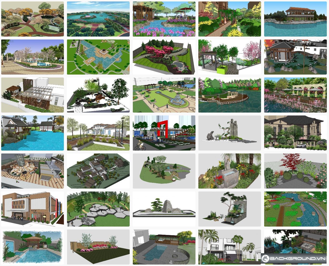 55+ Cảnh quan sân vườn SketchUp