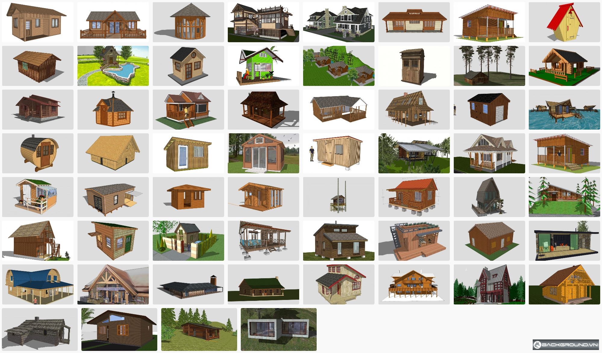 60+ Nhà gỗ SketchUp