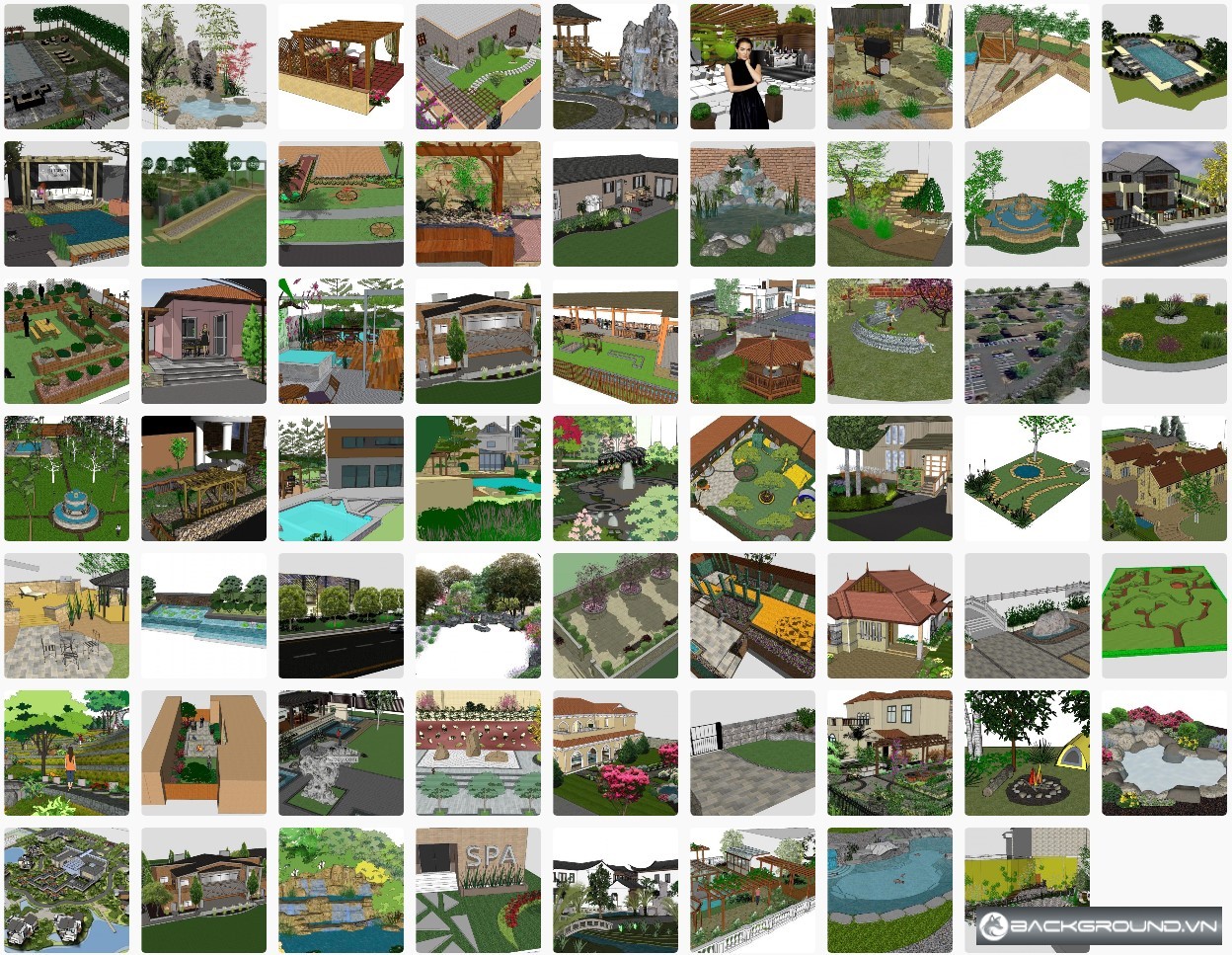 62+ Mẫu cảnh quan sân vườn SketchUp